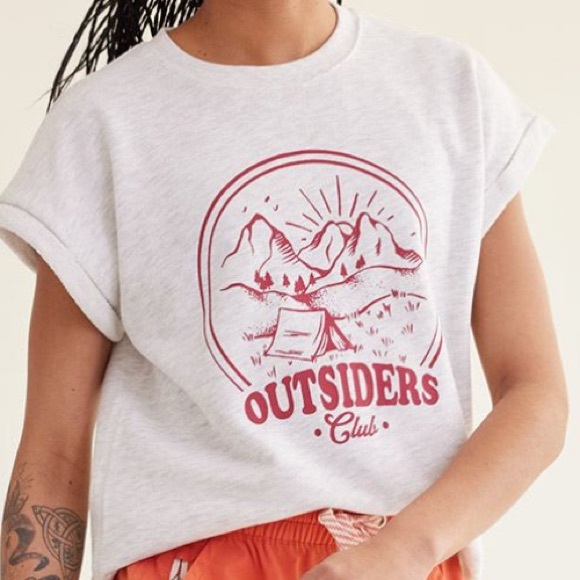 Reitmans Tops - Hyba Cropped Short-Sleeve Crew-Neck Fleece Tee